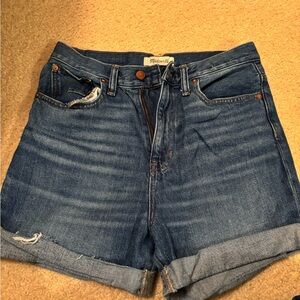 Madewell Classic Blue Denim Mom Jean Shorts